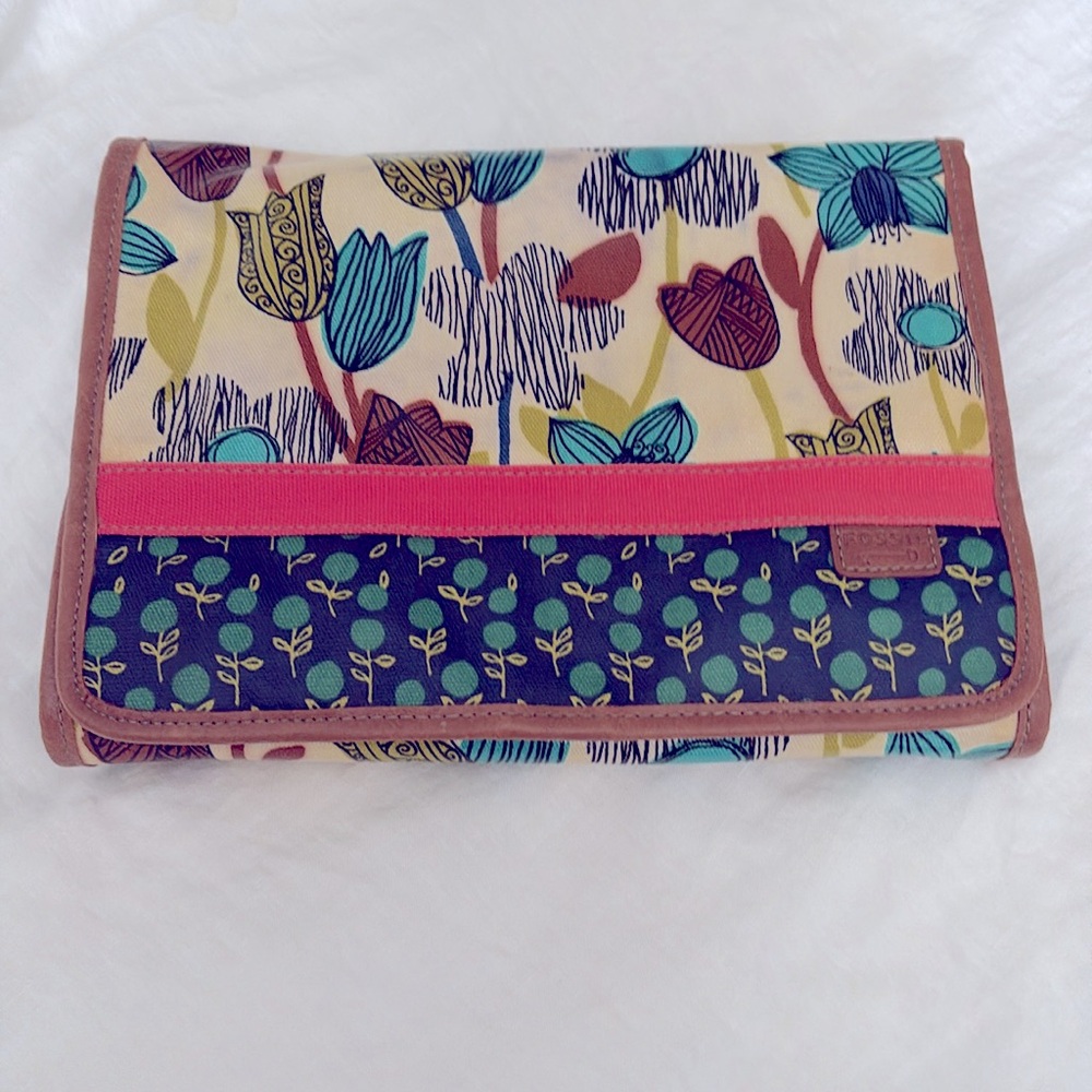 Vintage Fossil Key-Per Travel Cosmetic Bag - floral
